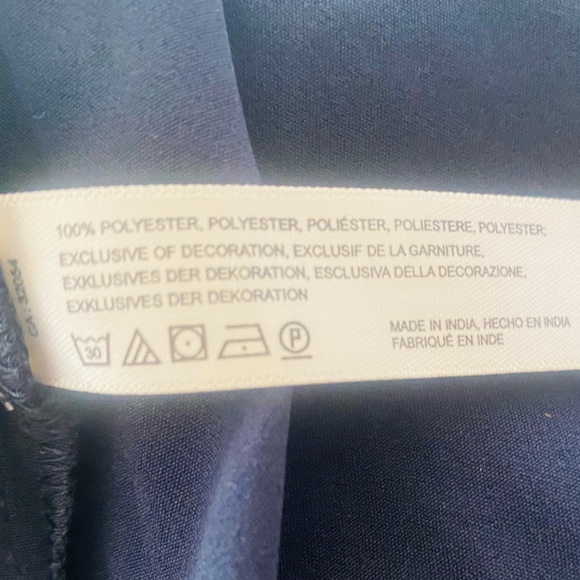 -ANTHROPOLOGIE-(S) MARINE BLUE CAMI TOP W/SPAGHETTI STRAPS AND WHITE EMBROIDERY - Picture 6 of 8